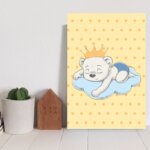 Placa Decorativa Infantil Ursinho Príncipe na Nuvem 20x30cm