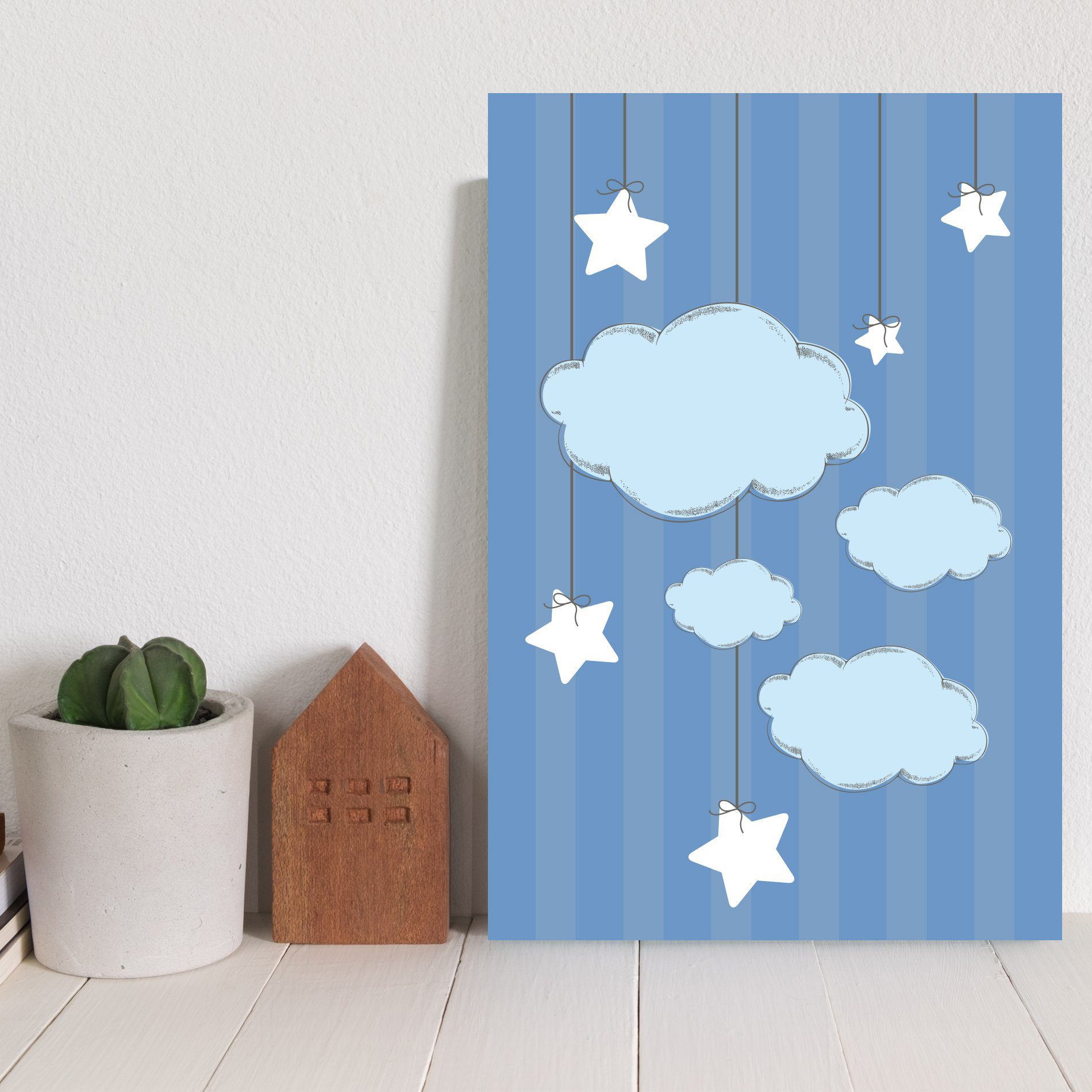 Placa Decorativa Infantil Ursinho Príncipe Nuvens 30x40cm