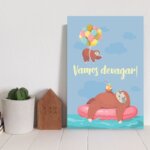 Placa Decorativa Preguiça Frase Vamos devagar 30x40cm
