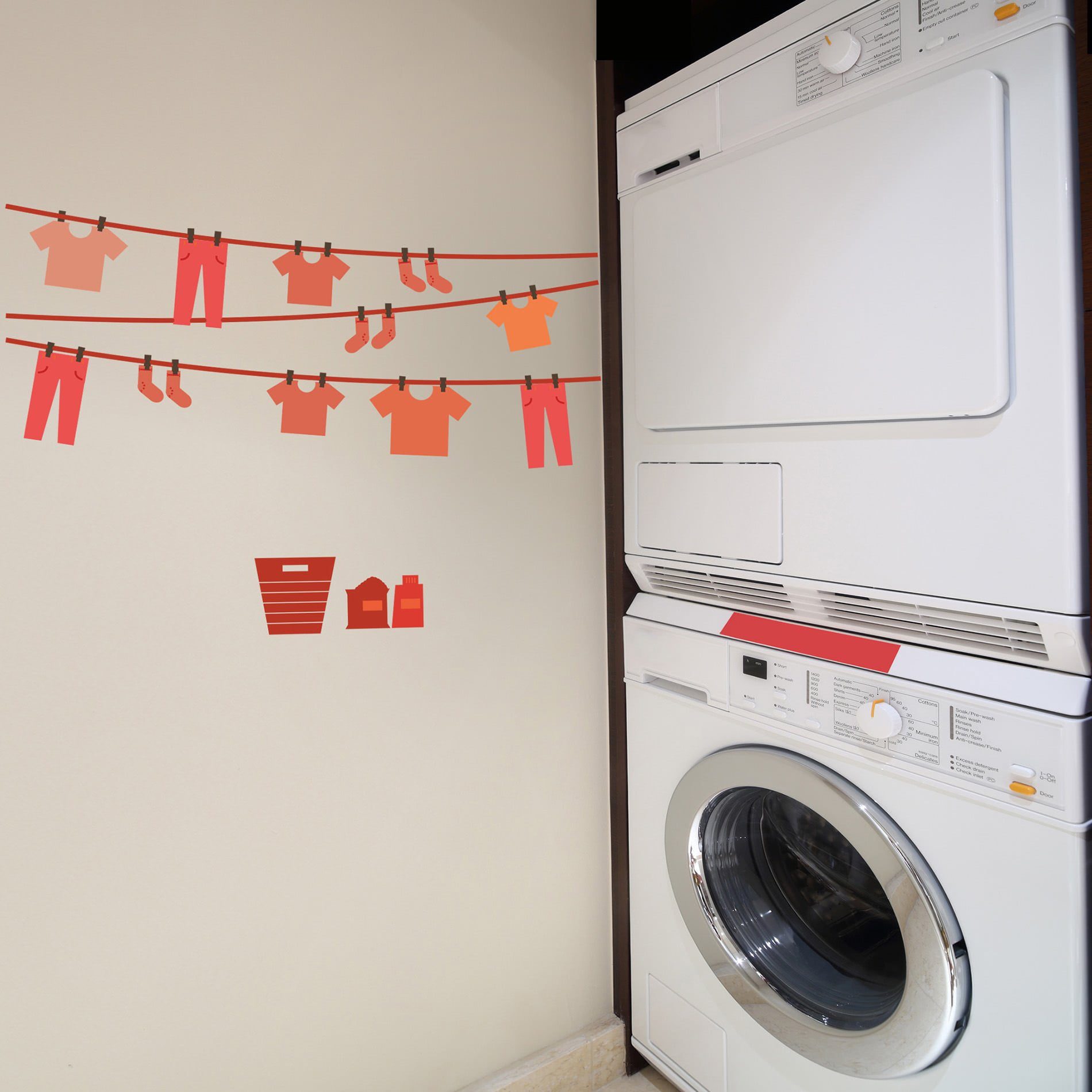 Adesivo de Parede Varal Charme Vermelho