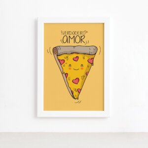 Quadro Cozinha Pizza Frase Amor Moldura Branca 22x32cm,Quadro Cozinha Pizza Frase Amor Moldura Branca 22x32cm