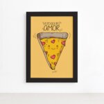 Quadro Cozinha Pizza Frase Amor Moldura Preta 22x32cm