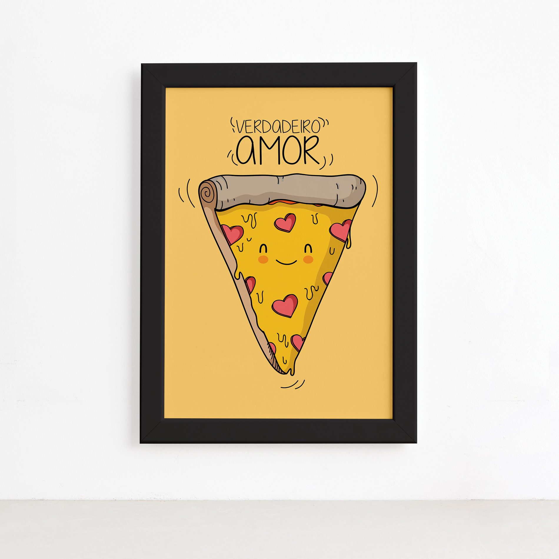Quadro Cozinha Pizza Frase Amor Moldura Preta 22x32cm,Quadro Cozinha Pizza Frase Amor Moldura Preta 22x32cm