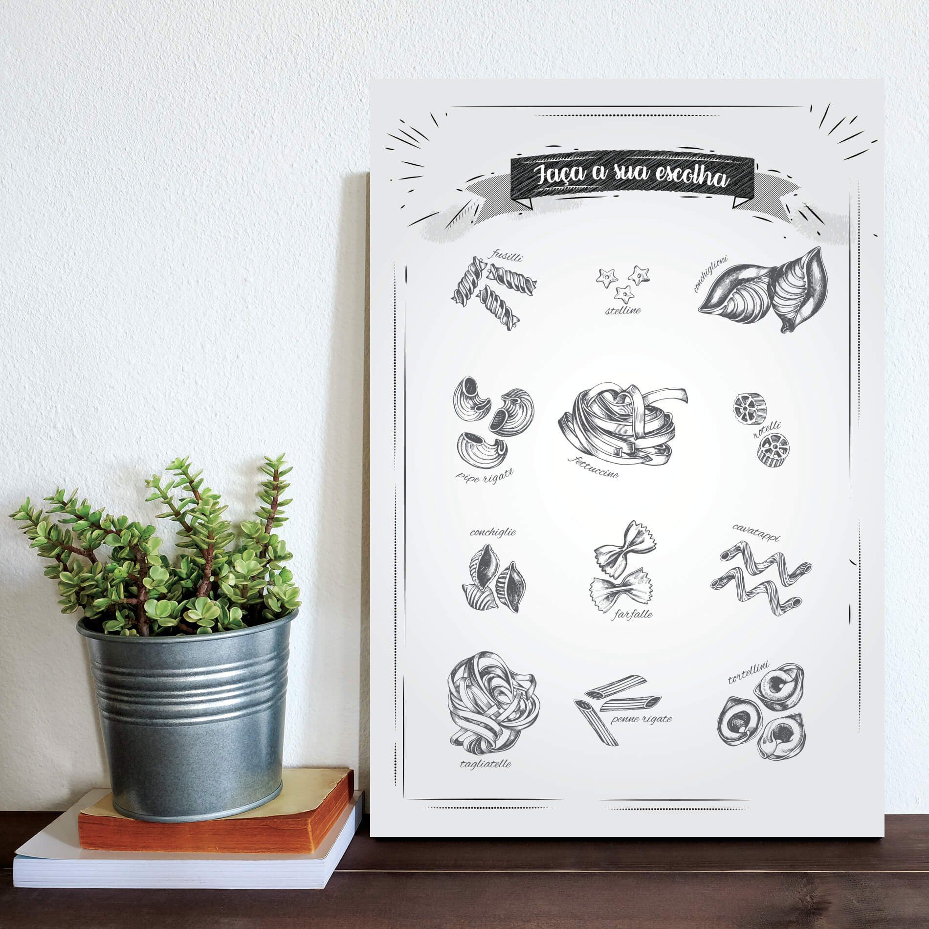 Placa Decorativa MDF Massas Italianas Frase Escolha 20x30cm