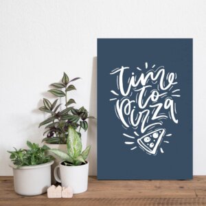 Placa Decorativa MDF Frase Hora da Pizza Inglês 20x30cm