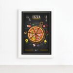 Quadro para Cozinha Pizza Moldura Branca 22x32cm