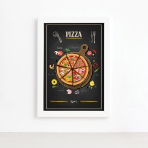 Quadro para Cozinha Pizza Moldura Branca 22x32cm,Quadro para Cozinha Pizza Moldura Branca 22x32cm