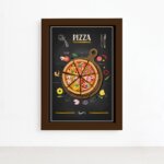 Quadro para Cozinha Pizza Moldura Marrom 22x32cm