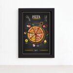Quadro para Cozinha Pizza Moldura Preta 22x32cm