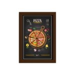 Quadro para Cozinha Pizza Moldura Marrom 33x43cm