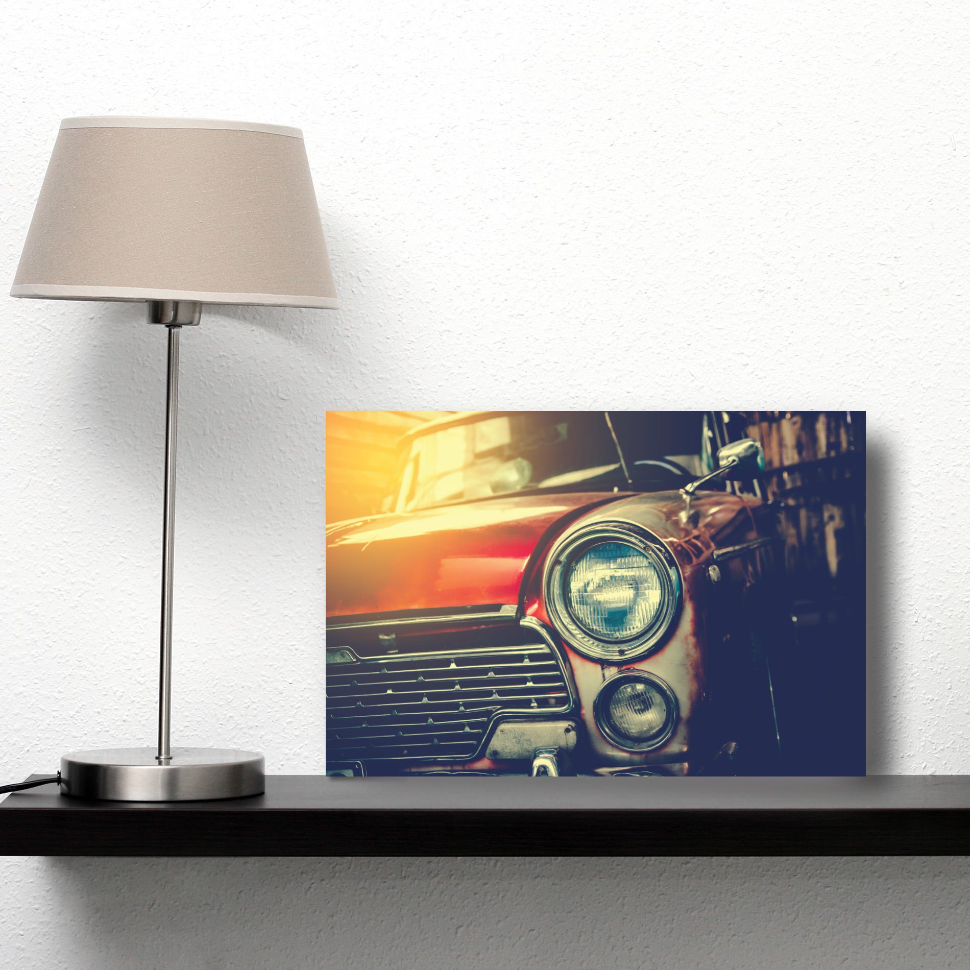 Placa Decorativa Vintage Carro Antigo Vermelho