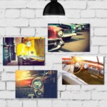 Placa Decorativa MDF Carros Antigos Kit 4un 30x40cm