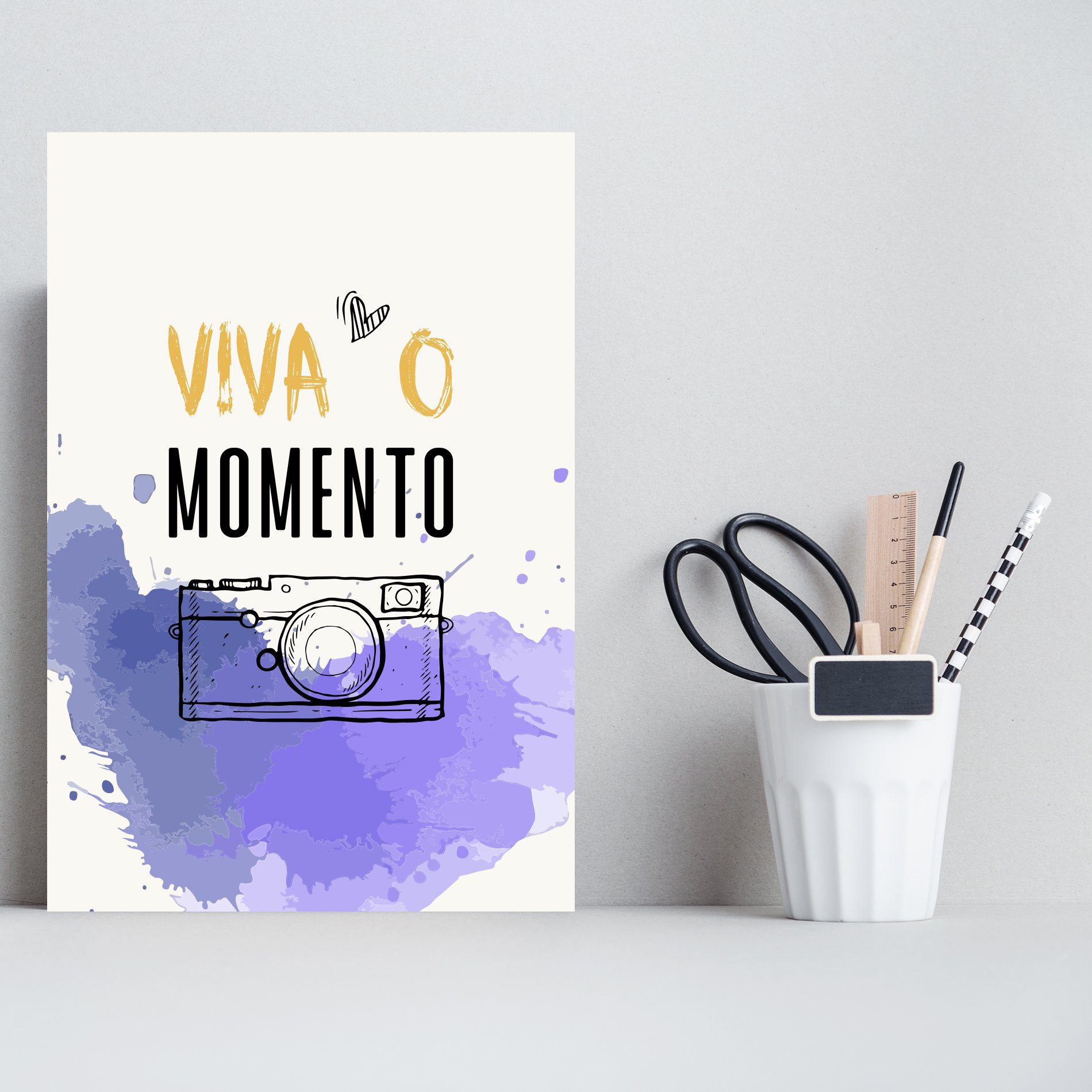 Placa Decorativa MDF Frase Viva o Momento 20x30cm
