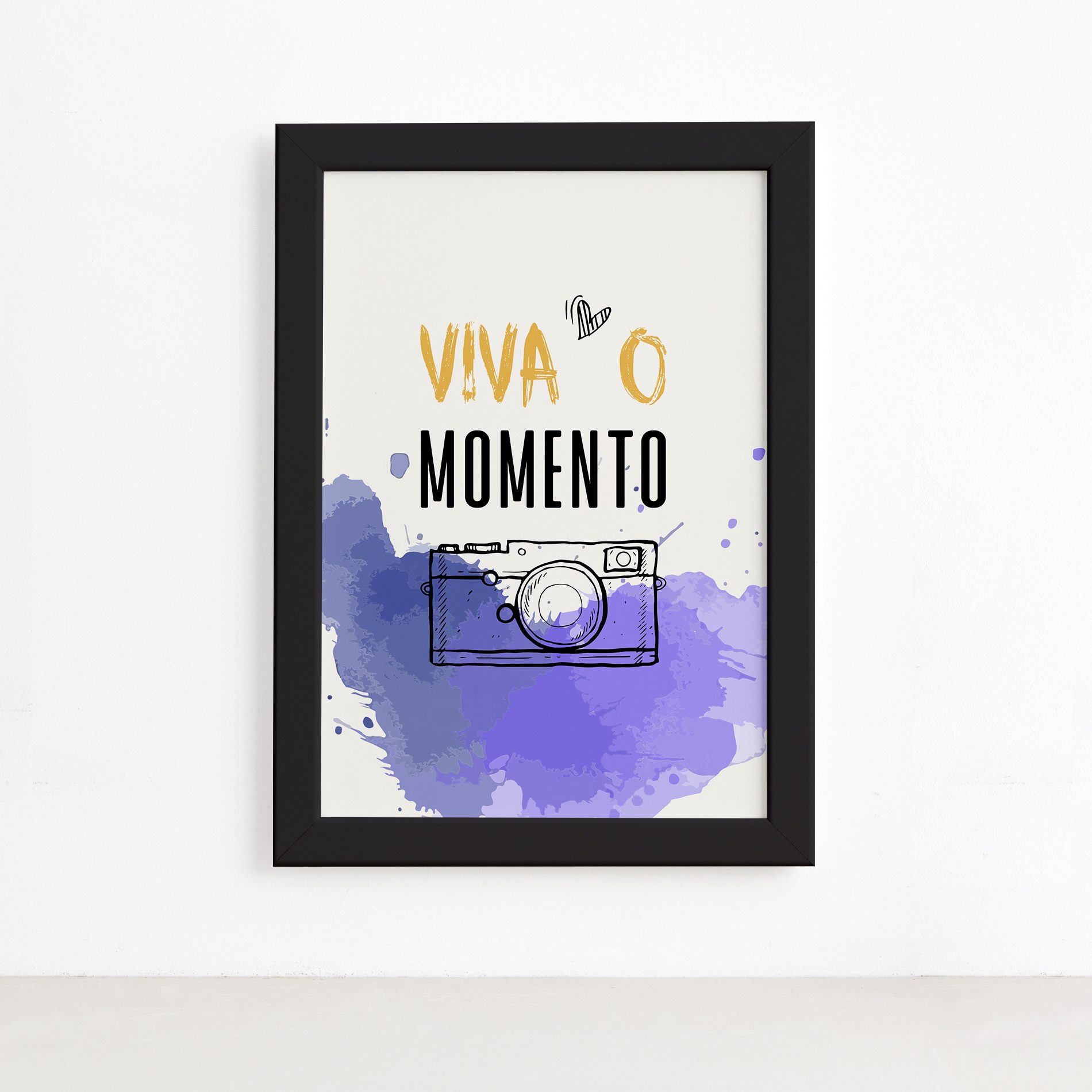Quadro Frase de Motivação Viva Momento Moldura Preta 22x32,Quadro Frase de Motivação Viva Momento Moldura Preta 22x32
