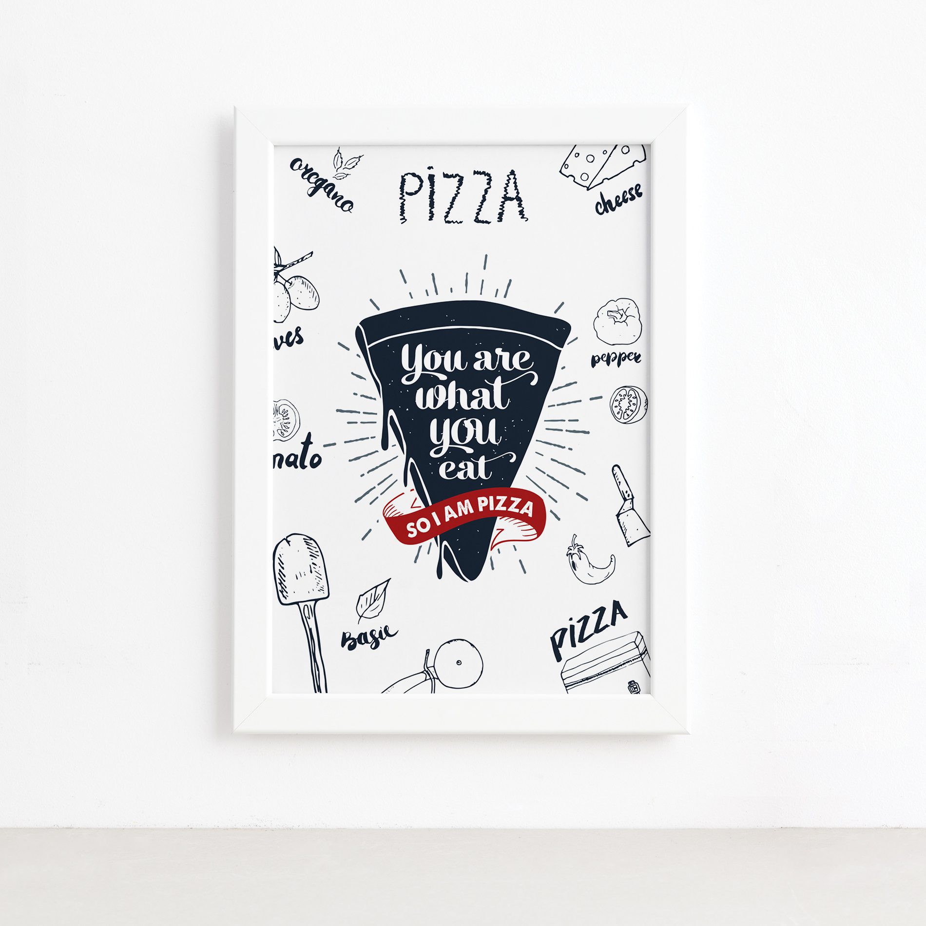Quadro Cozinha I Am Pizza Moldura Branca 22x32cm,Quadro Cozinha I Am Pizza Moldura Branca 22x32cm