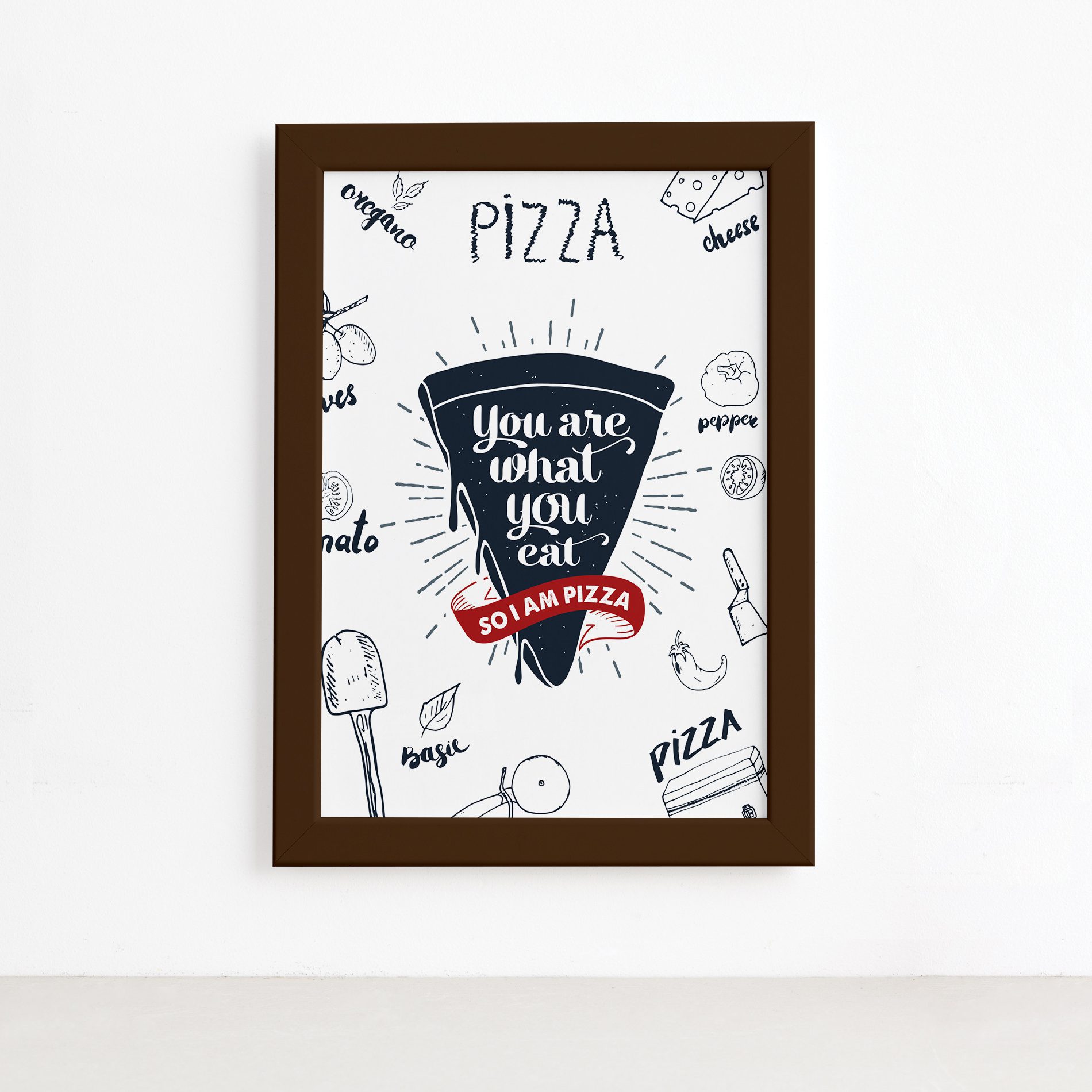 Quadro Cozinha I Am Pizza Moldura Marrom 22x32cm,Quadro Cozinha I Am Pizza Moldura Marrom 22x32cm