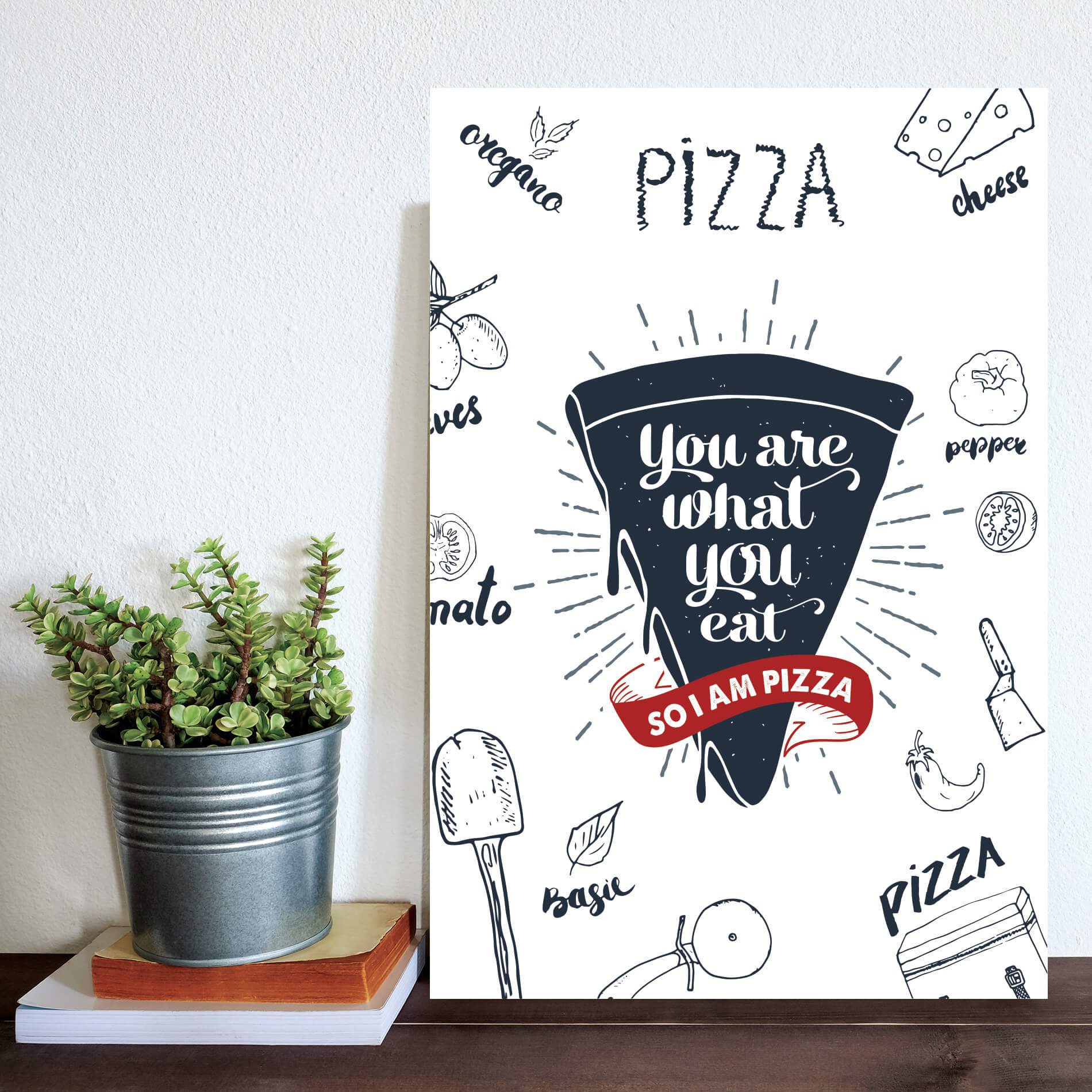 Placa Decorativa MDF Pizza Frase Come Inglês 20x30cm