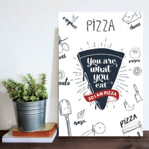 Placa Decorativa MDF Pizza Frase Come Inglês 30x40cm