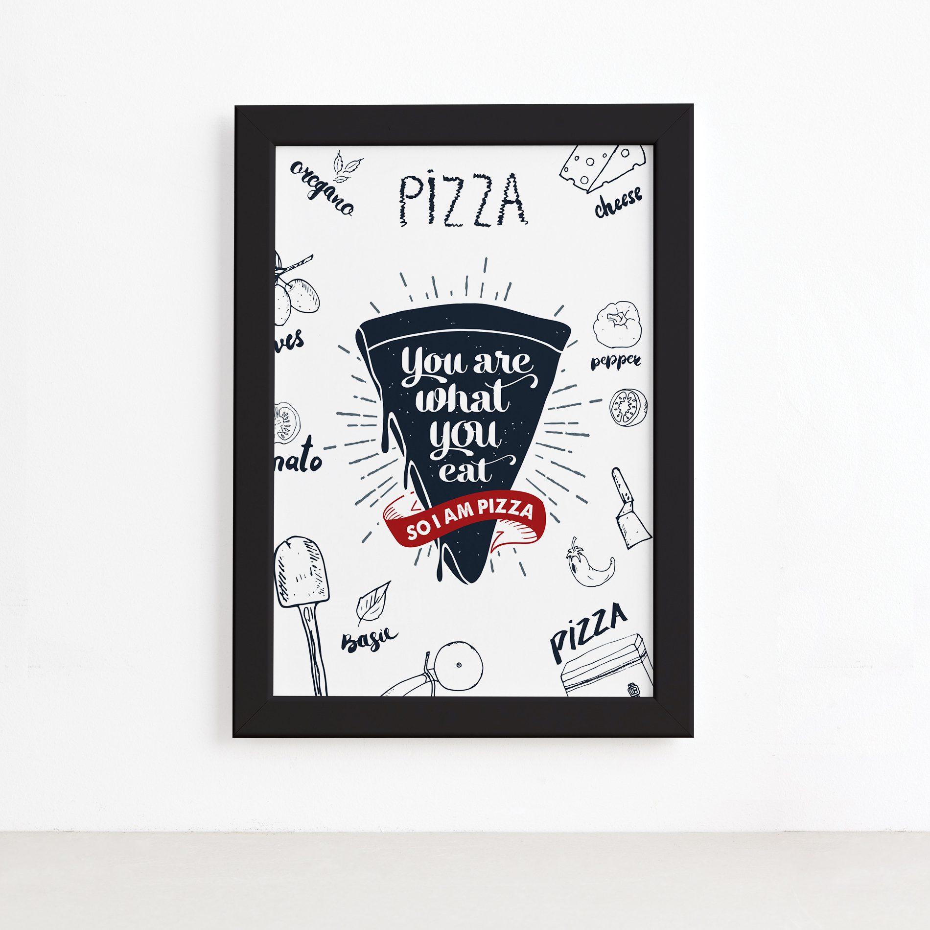 Quadro Cozinha I Am Pizza Moldura Preta 22x32cm,Quadro Cozinha I Am Pizza Moldura Preta 22x32cm