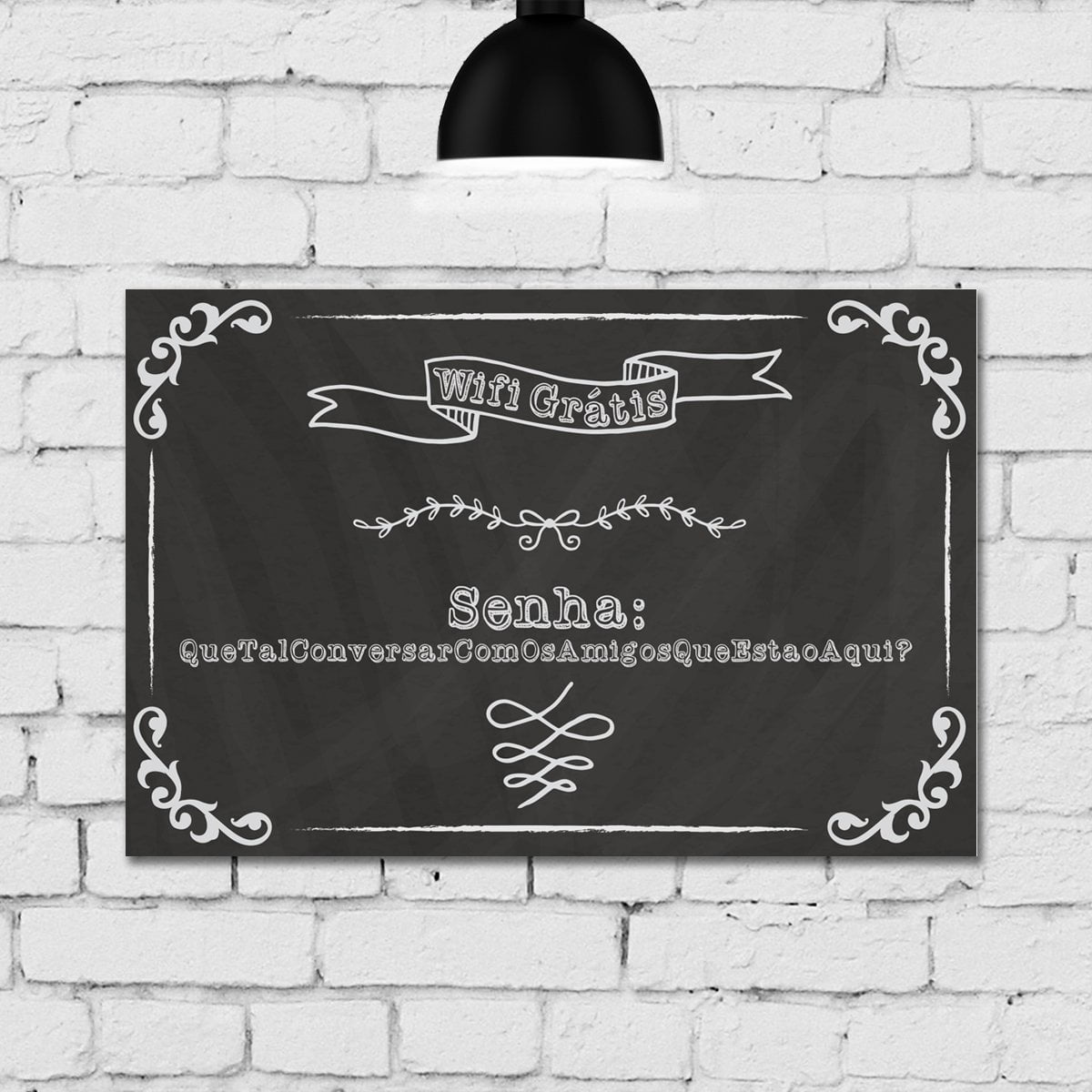 Placa Decorativa MDF Frase Giz Wifi Grátis