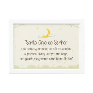 Quadro Oração Santo Anjo Moldura Branca