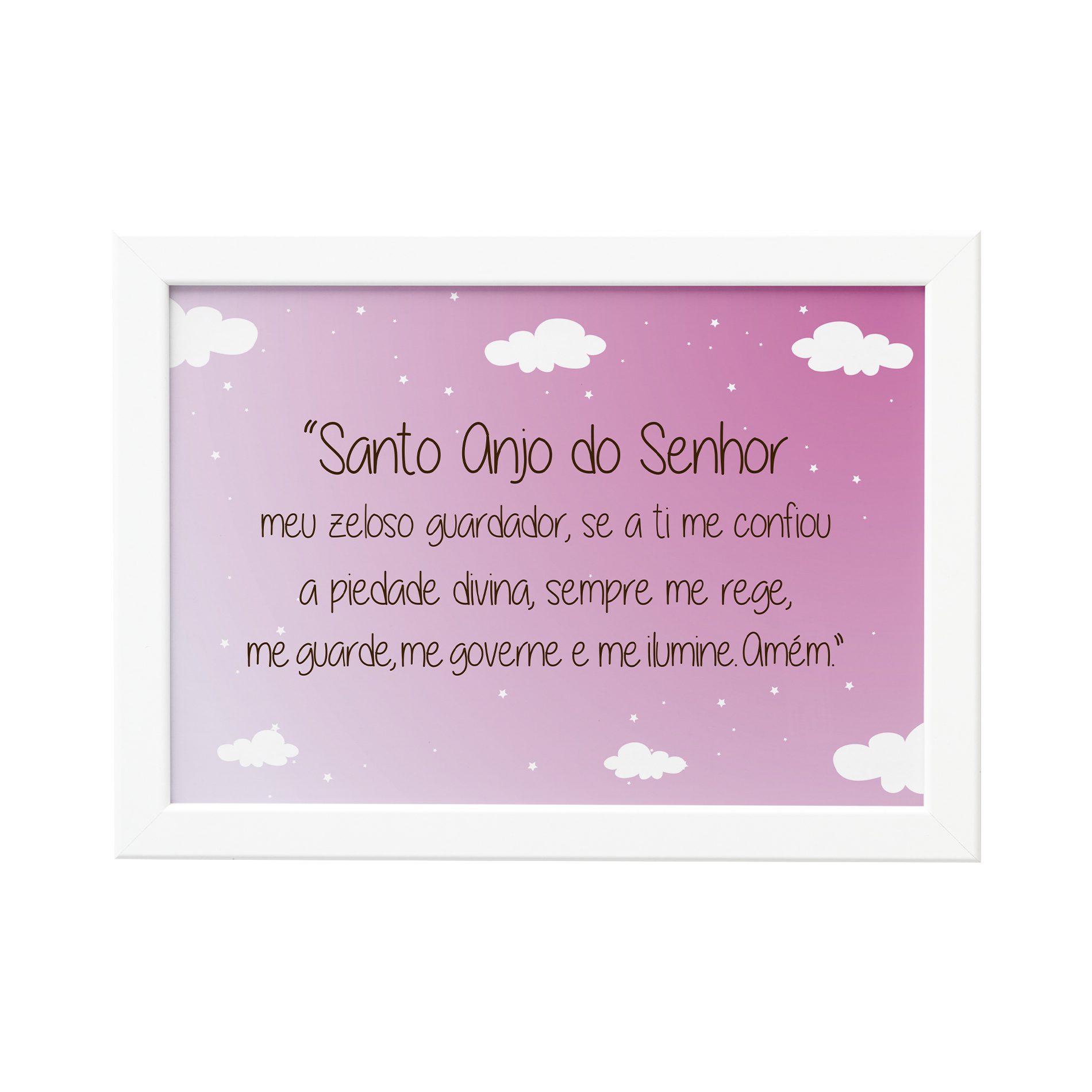 Quadro Santo Anjo do Senhor Moldura Branca
