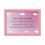 Quadro Santo Anjo do Senhor Moldura Rosa 22x32cm