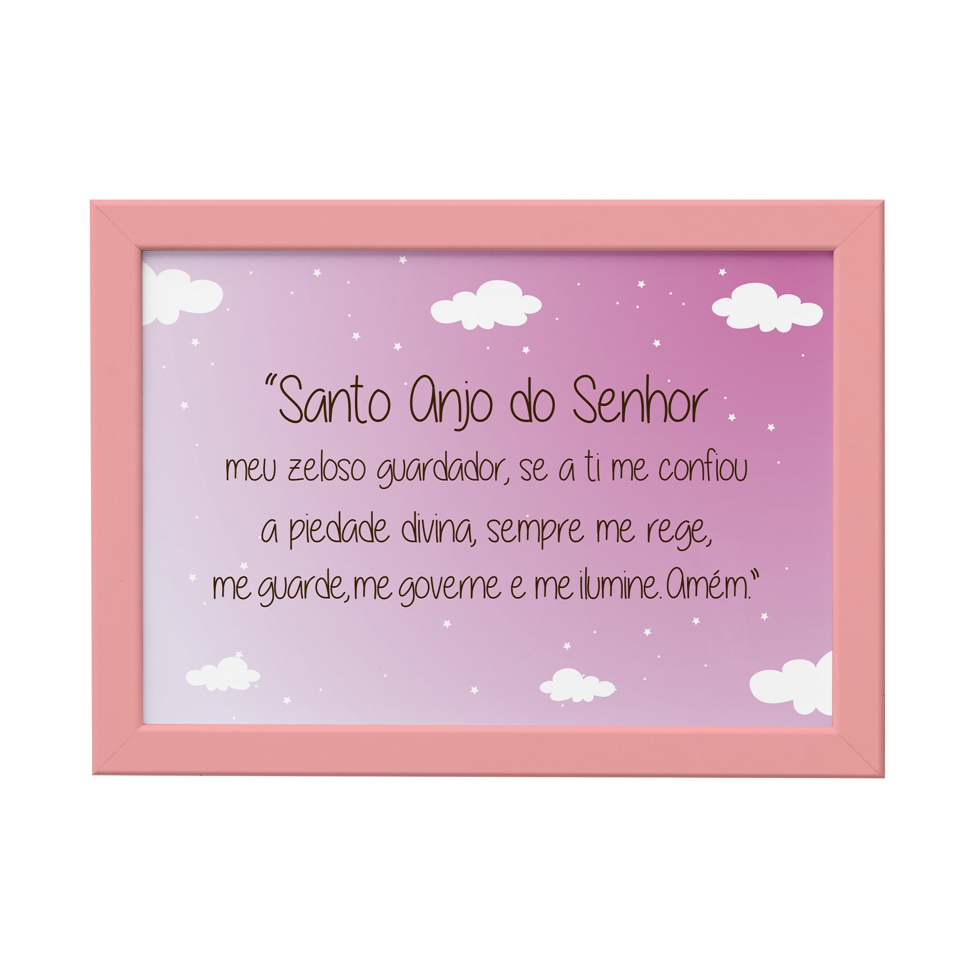 Quadro Santo Anjo do Senhor Moldura Rosa