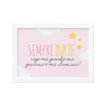 Quadro Frase Anjo da Guarda Rosa Moldura Branca 22x32cm