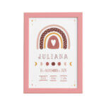 Quadro Arco Íris Nome Personalizado Arco Íris Moldura Rosa 22x32cm