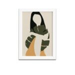 Quadro Decorativo Abstrato Folha Mulher Mold Branca 22x32cm