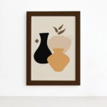 Quadro Decorativo Abstrato Vasos Mold Marrom 33x43cm