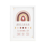 Quadro Decorativo Arco-Íris Nome Personalizado Branco 33x43cm
