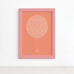 Quadro Decorativo Balão Branco Moldura Rosa 22x32cm