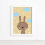 Quadro Decorativo Coelho Animais Infantil Mold Branca 33x43cm
