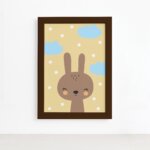 Quadro Decorativo Coelho Animais Infantil Mold Marrom 33x43cm
