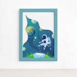 Quadro Decorativo Espaço Azul Astronauta Mold Azul 22x32cm