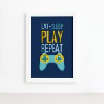 Quadro Decorativo Frase Gamer 2 Mold Branca 33x43cm