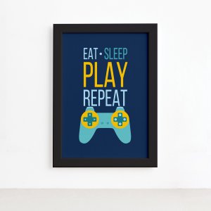Quadro Decorativo Frase Gamer 2 Mold Preta 33x43cm