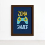 Quadro Decorativo Frase Gamer 2 Português Marrom 22x32cm