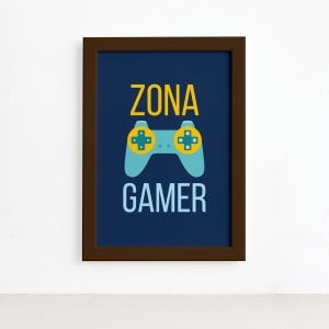 Quadro Decorativo Frase Gamer 2 Português Marrom 33x43cm