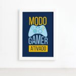 Quadro Decorativo Frase Gamer 3 Português Branco 33x43cm