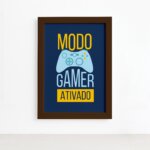 Quadro Decorativo Frase Gamer 3 Português Marrom 33x43cm