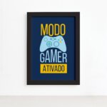 Quadro Decorativo Frase Gamer 3 Português Preto 33x43cm