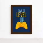 Quadro Decorativo Frase Gamer 4 Mold Marrom 33x43cm