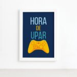 Quadro Decorativo Frase Gamer 4 Português Branco 33x43cm