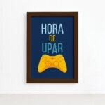 Quadro Decorativo Frase Gamer 4 Português Marrom 33x43cm