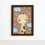 Quadro Decorativo Girafa Animais Infantil Mold Marrom 22x32cm
