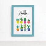 Quadro Decorativo Lhama Cactos Love 22x32cm Mold Azul