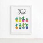 Quadro Decorativo Lhama Cactos Love 22x32cm Mold. Branca